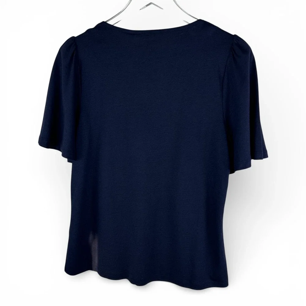Boden Navy‎ Blue Super Soft V Neck Flutter Sleeve T Shirt Top Womens US 8 UK 12